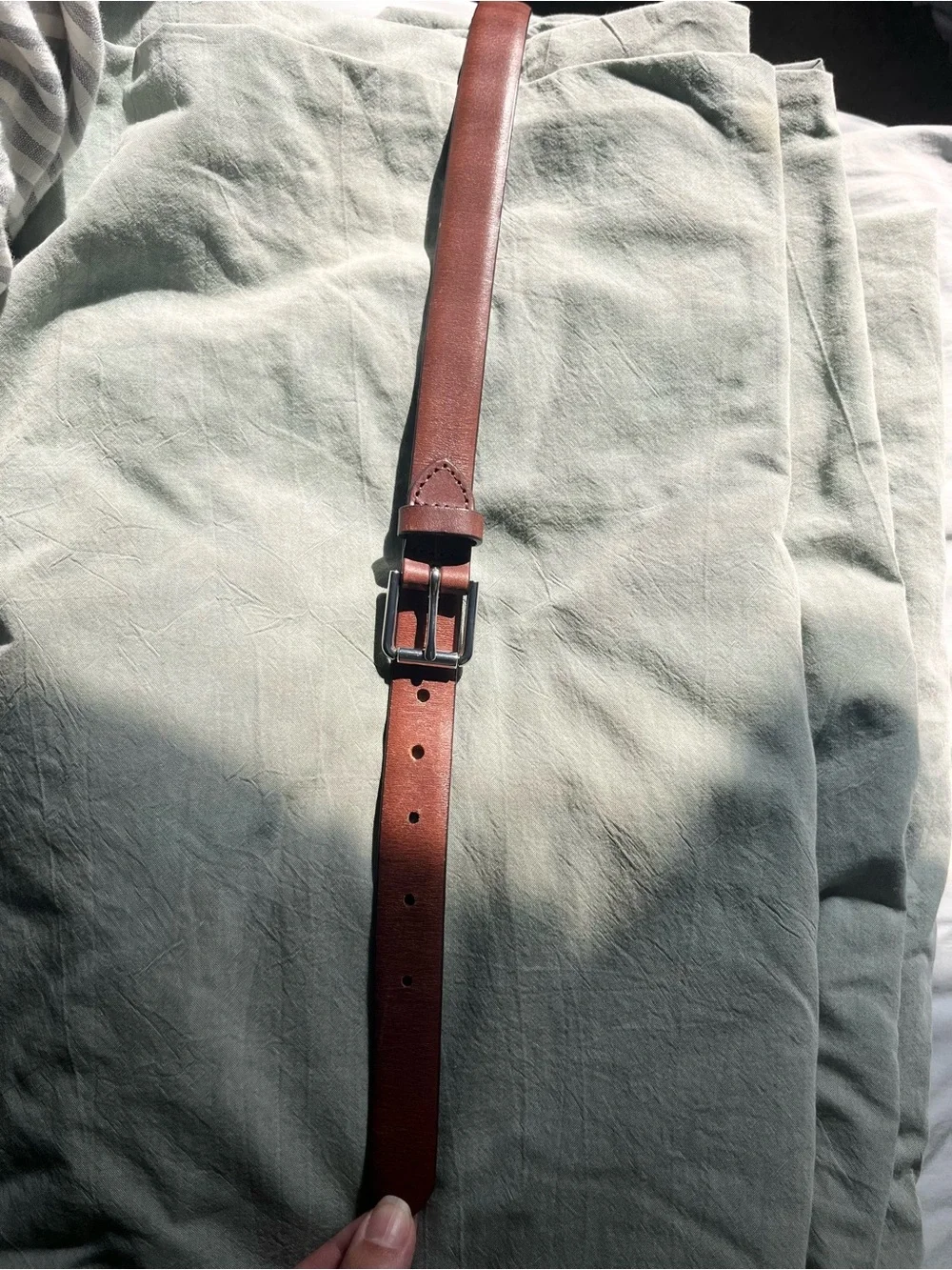 Lauren Ralph Lauren Brown Tri-Strap Leather Waist Belt with Silver Buckles